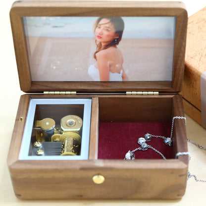 Premium River Flows in You Wooden Music Box with Photo Frame & Jewelry Box